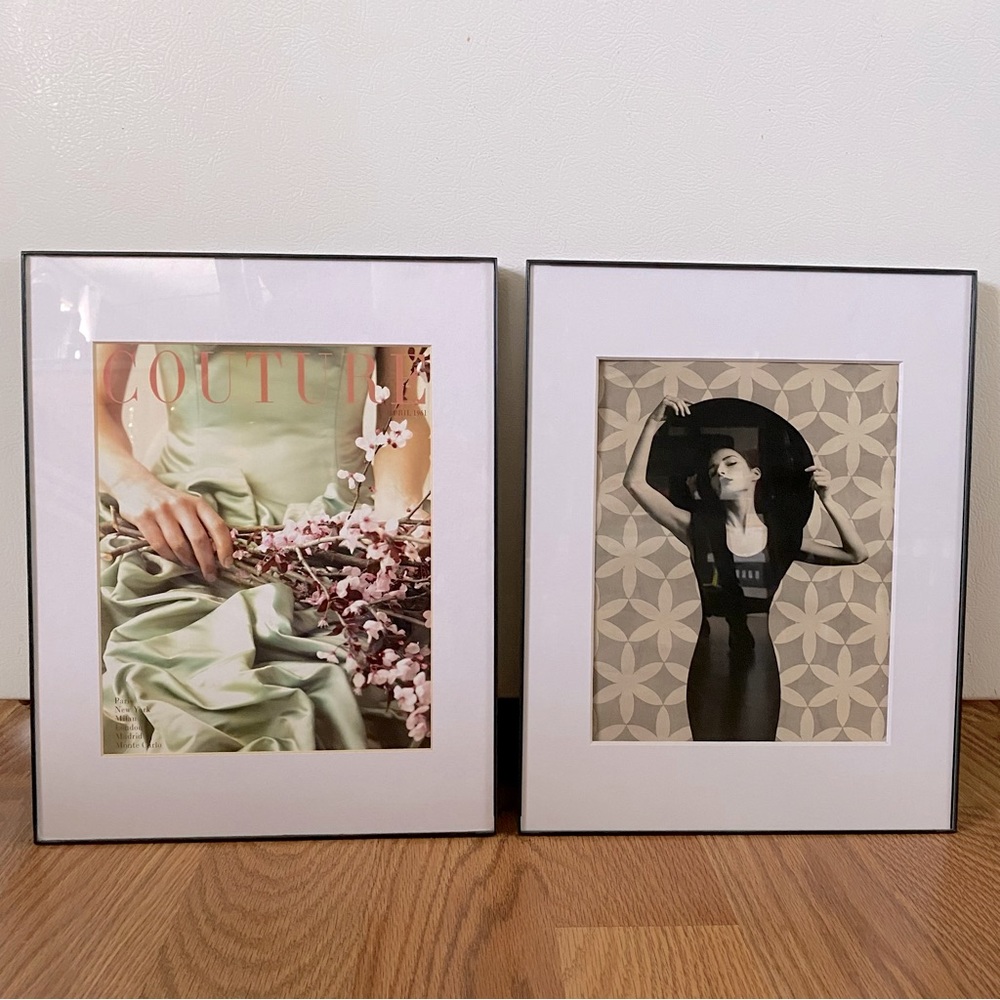 (2) matted and framed fashion prints